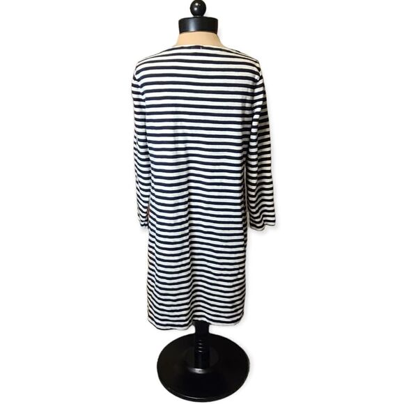 J. Crew Black White Striped Casual Dress Size Large - Picture 4 of 7